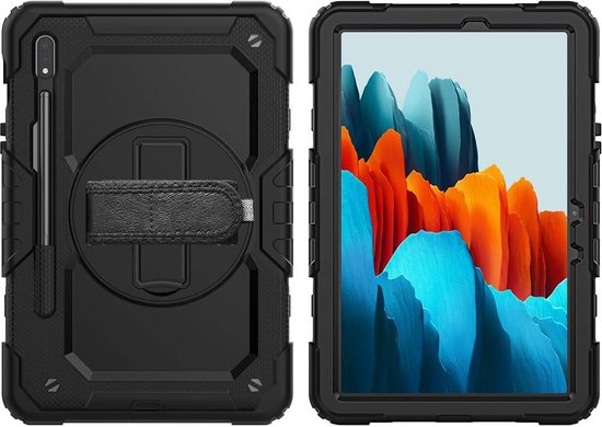 Samsung Galaxy Tab S8 Plus/S7 Plus/S7 FE 12.4 Hoesjes – Schokbestendig – Screenprotector – Zwart-Tablethoesjes-Ilumina Benelux