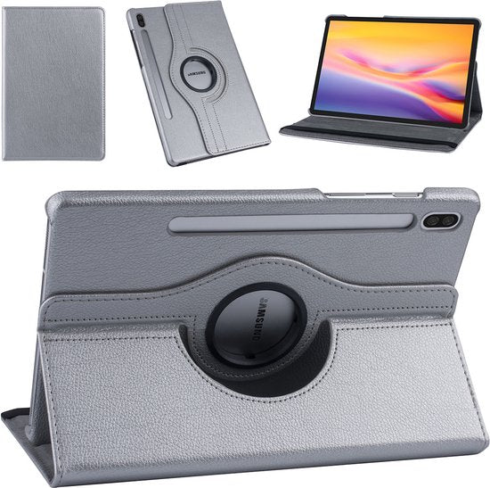 Samsung Galaxy Tab S8 Plus/S7+/S7 FE 12.4 Hoesjes – 360° draaibaar – Auto Wake/Sleep – Grijs-Tablethoesjes-Ilumina Benelux