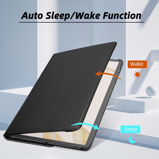 Samsung Galaxy Tab S8 Plus/S7+/S7 FE 12.4 Hoesjes – 360° draaibaar – Auto Wake/Sleep – Zwart-Tablethoesjes-Ilumina Benelux