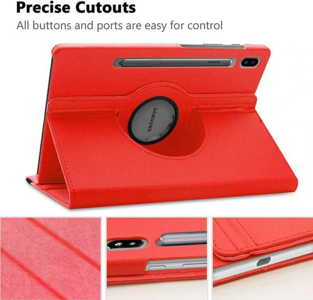 Samsung Galaxy Tab S8 Plus/S7+/S7 FE 12.4 Hoesjes – 360° draaibaar – Standfunctie – Rood-Tablethoesjes-Ilumina Benelux