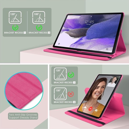 Samsung Galaxy Tab S8 Plus/S7+/S7 FE 12.4 inch Hoesjes – 360° draaibaar – Standfunctie – Roze-Tablethoesjes-Ilumina Benelux
