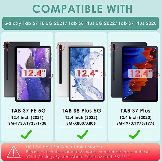 Samsung Galaxy Tab S8 Plus/S7+/S7 FE 12.4 inch Hoesjes – 360° draaibaar – Standfunctie – Roze-Tablethoesjes-Ilumina Benelux