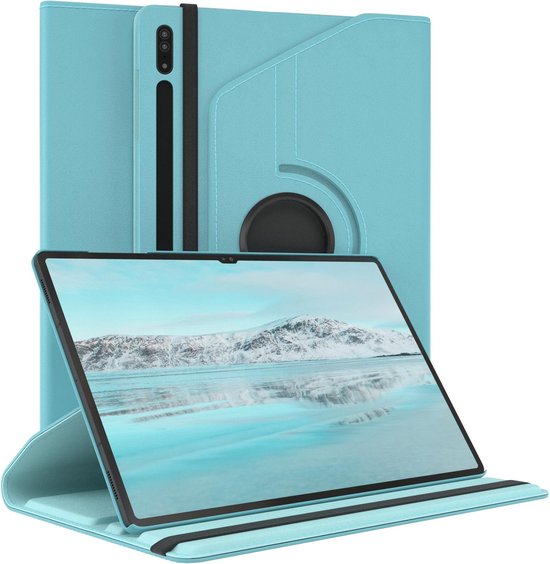 Samsung Galaxy Tab S8 Ultra 12.4 Hoesjes – 360° draaibaar – Multi-stand – Lichtblauw-Tablethoesjes-Ilumina Benelux