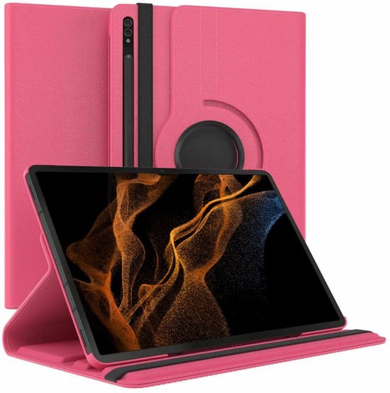 Samsung Galaxy Tab S8 Ultra 12.4 inch (SM-X900/X906) Hoesjes – 360° draaibaar – Multi-stand – Donker roze-Tablethoesjes-Ilumina Benelux