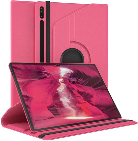 Samsung Galaxy Tab S8 Ultra 12.4 inch (SM-X900/X906) Hoesjes – 360° draaibaar – Multi-stand – Donker roze-Tablethoesjes-Ilumina Benelux
