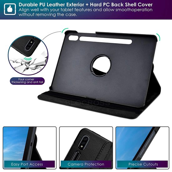 Samsung Galaxy Tab S8 Ultra 12.4 inch (SM-X900/X906) Hoesjes – 360° draaibaar – Multi-stand – Donkerblauw-Tablethoesjes-Ilumina Benelux