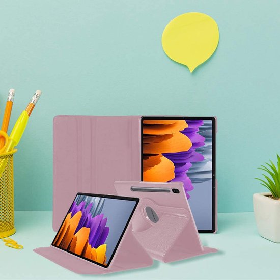 Samsung Galaxy Tab S8 Ultra 12.4 inch (SM-X900/X906) Hoesjes – 360° draaibaar – Standfunctie – Lichtroze-Tablethoesjes-Ilumina Benelux