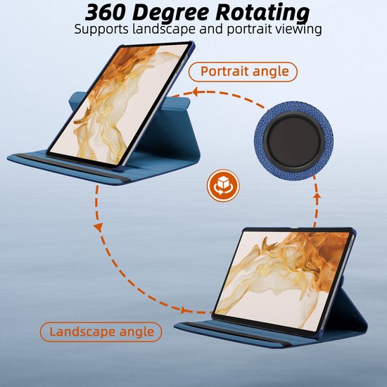 Samsung Galaxy Tab S8 Ultra 16.4 inch Hoesjes – 360° draaibaar – Auto Wake/Sleep – Donkerblauw-Tablethoesjes-Ilumina Benelux