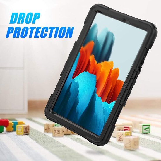 Samsung Galaxy Tab S8/S7 11 inch Hoesjes – Schokbestendig – Screenprotector – Handriem & Schouderriem – Zwart-Tablethoesjes-Ilumina Benelux