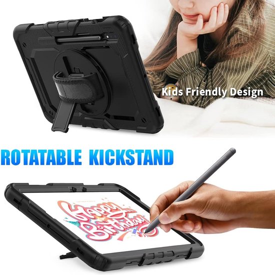 Samsung Galaxy Tab S8/S7 11 inch Hoesjes – Schokbestendig – Screenprotector – Handriem & Schouderriem – Zwart-Tablethoesjes-Ilumina Benelux