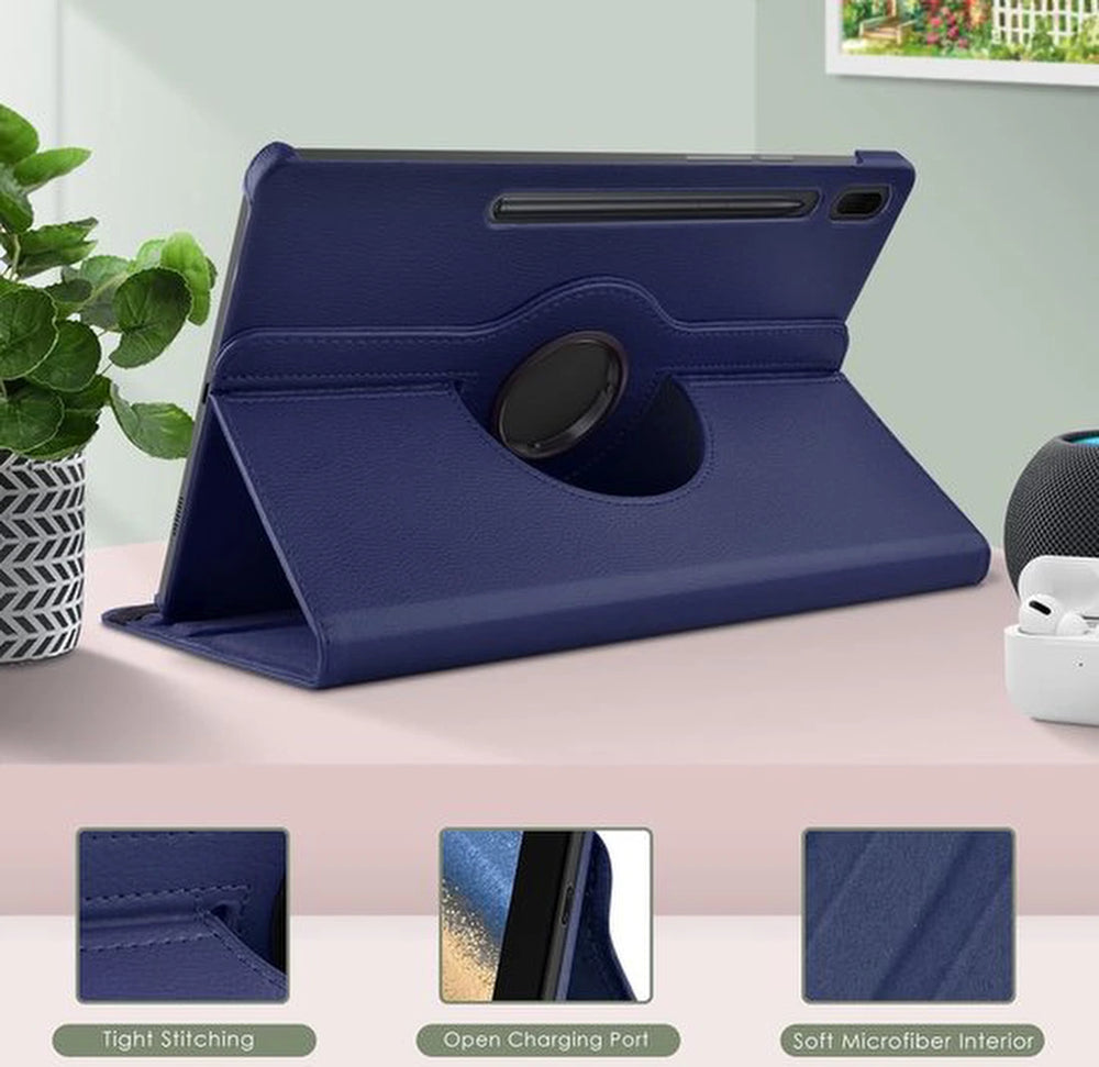 Samsung Galaxy Tab S9 FE+ Plus & S9 Plus / S10 Plus 12.4 inch Hoesjes – 360° draaibaar – Multi-stand – Donkerblauw-Tablethoesjes-Ilumina Benelux