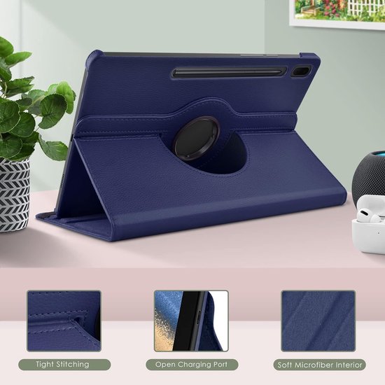 Samsung Galaxy Tab S9 FE+ / S9 Plus / S10 Plus 12.4 inch Hoesjes – 360° draaibaar – Multi-stand – Donkerblauw-Tablethoesjes-Ilumina Benelux