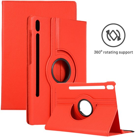 Samsung Galaxy Tab S9 FE+ / S9 Plus / S10 Plus 12.4 inch Hoesjes – 360° draaibaar – Multi-stand – Rood-Tablethoesjes-Ilumina Benelux