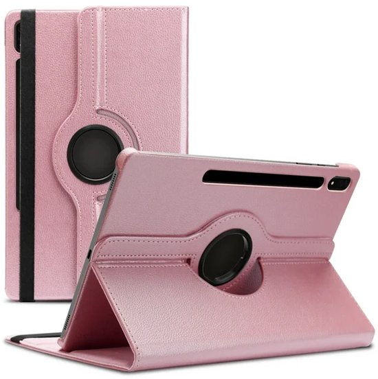Samsung Galaxy Tab S9 FE+ / S9 Plus / S10 Plus 12.4 inch Hoesjes – 360° draaibaar – Multi-stand – Roségoud-Tablethoesjes-Ilumina Benelux