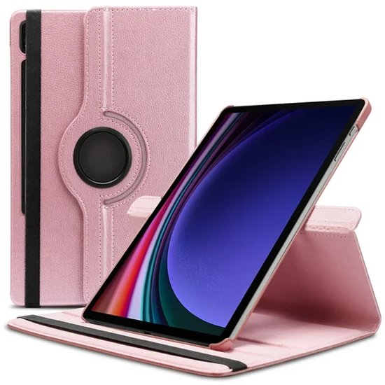 Samsung Galaxy Tab S9 FE+ / S9 Plus / S10 Plus 12.4 inch Hoesjes – 360° draaibaar – Multi-stand – Roségoud-Tablethoesjes-Ilumina Benelux