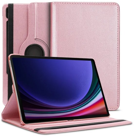 Samsung Galaxy Tab S9 FE+ / S9 Plus / S10 Plus 12.4 inch Hoesjes – 360° draaibaar – Multi-stand – Roségoud-Tablethoesjes-Ilumina Benelux