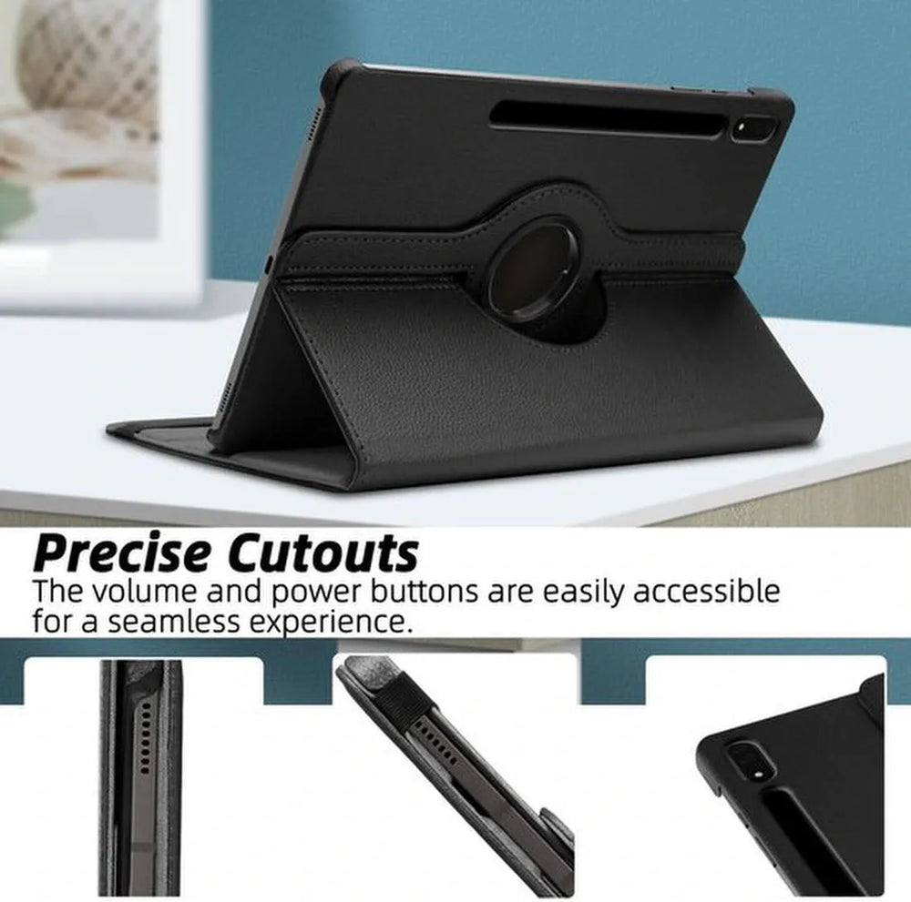 Samsung Galaxy Tab S9 FE+ / S9 Plus / S10 Plus 12.4 inch Hoesjes – 360° draaibaar – Multi-stand – Zwart-Tablethoesjes-Ilumina Benelux