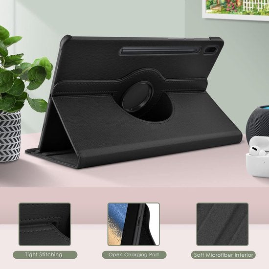 Samsung Galaxy Tab S9 FE+ / S9 Plus / S10 Plus 12.4 inch Hoesjes – 360° draaibaar – Multi-stand – Zwart-Tablethoesjes-Ilumina Benelux