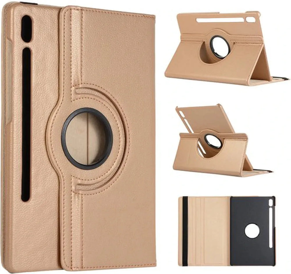 Samsung Galaxy Tab S9 FE+ / S9 Plus / S10 Plus 12.4 inch Hoesjes – 360° draaibaar – Standfunctie – Goud-Tablethoesjes-Ilumina Benelux