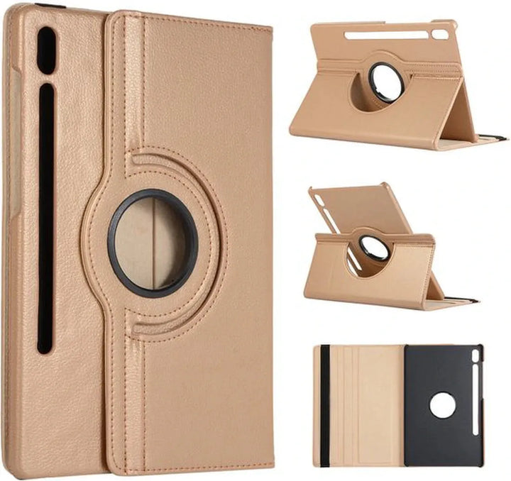 Samsung Galaxy Tab S9 FE+ / S9 Plus / S10 Plus 12.4 inch Hoesjes – 360° draaibaar – Standfunctie – Goud-Tablethoesjes-Ilumina Benelux