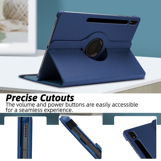 Samsung Galaxy Tab S9 FE/S9/S10 FE/S10 Lite 11 inch - Hoesjes – 360° draaibaar – Multi-stand – Donkerblauw-Tablethoesjes-Ilumina Benelux