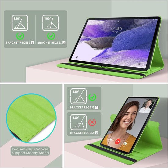 Samsung Galaxy Tab S9 FE/S9/S10 FE/S10 Lite 11 inch - Hoesjes – 360° draaibaar – Multi-stand – Groen-Tablethoesjes-Ilumina Benelux