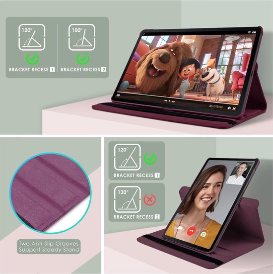 Samsung Galaxy Tab S9 FE/S9/S10 FE/S10 Lite 11 inch - Hoesjes – 360° draaibaar – Multi-stand – Paars-Tablethoesjes-Ilumina Benelux