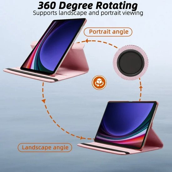 Samsung Galaxy Tab S9 FE/S9/S10 FE/S10 Lite 11 inch - Hoesjes – 360° draaibaar – Multi-stand – Roségoud-Tablethoesjes-Ilumina Benelux