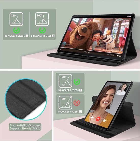 Samsung Galaxy Tab S9 FE/S9/S10 FE/S10 Lite 11 inch - Hoesjes – 360° draaibaar – Multi-stand – Zwart-Tablethoesjes-Ilumina Benelux
