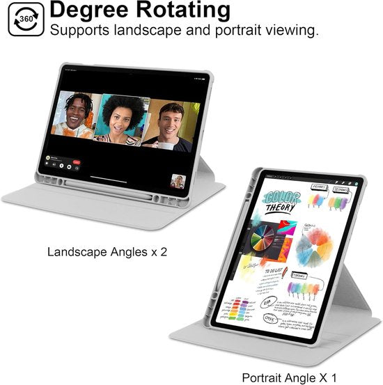 Samsung Galaxy Tab S9 FE/S9/S10 FE/S10 Lite 11 inch - Hoesjes – 360° draaibaar – Potloodhouder – Grijs-Tablethoesjes-Ilumina Benelux