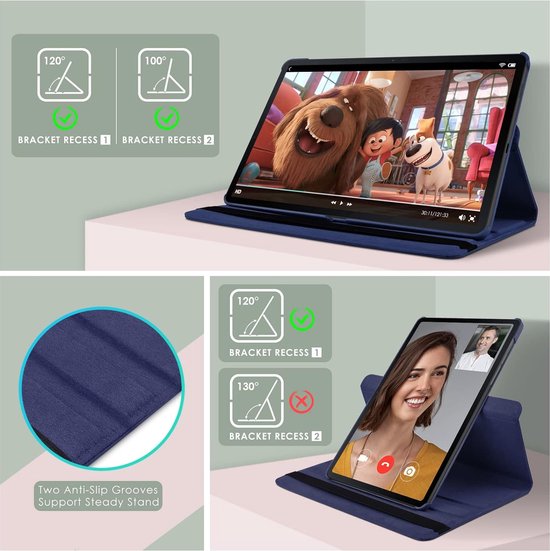 Samsung Galaxy Tab S9 FE/S9/S10 FE/S10 Lite 11 inch - Hoesjes – 360° draaibaar – Standfunctie – Donkerblauw-Tablethoesjes-Ilumina Benelux