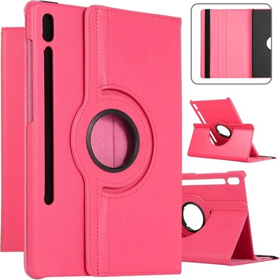 Samsung Galaxy Tab S9 FE/S9/S10 FE/S10 Lite 11 inch - Hoesjes – 360° draaibaar – Standfunctie – Donkerroze-Tablethoesjes-Ilumina Benelux