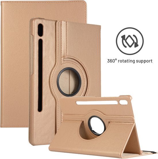 Samsung Galaxy Tab S9 FE/S9/S10 FE/S10 Lite 11 inch - Hoesjes – 360° draaibaar – Standfunctie – Goud-Tablethoesjes-Ilumina Benelux