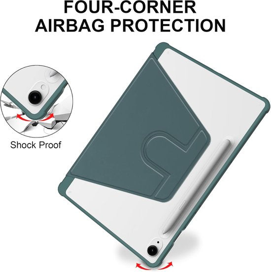 Samsung Galaxy Tab S9 FE/S9/S10 FE/S10 Lite 11 inch - Hoesjes – 360° draaibaar – Standfunctie – Potloodhouder – Donkergroen-Tablethoesjes-Ilumina Benelux