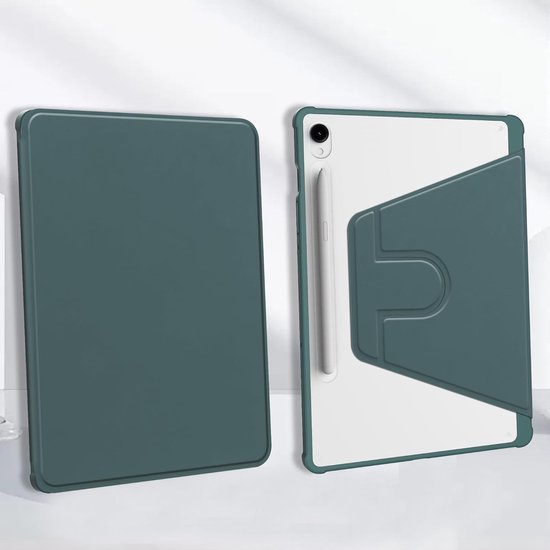 Samsung Galaxy Tab S9 FE/S9/S10 FE/S10 Lite 11 inch - Hoesjes – 360° draaibaar – Standfunctie – Potloodhouder – Donkergroen-Tablethoesjes-Ilumina Benelux