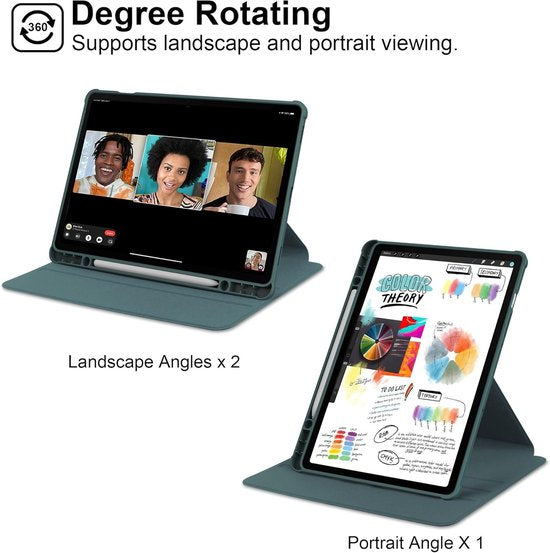 Samsung Galaxy Tab S9 FE/S9/S10 FE/S10 Lite 11 inch - Hoesjes – 360° draaibaar – Standfunctie – Potloodhouder – Donkergroen-Tablethoesjes-Ilumina Benelux
