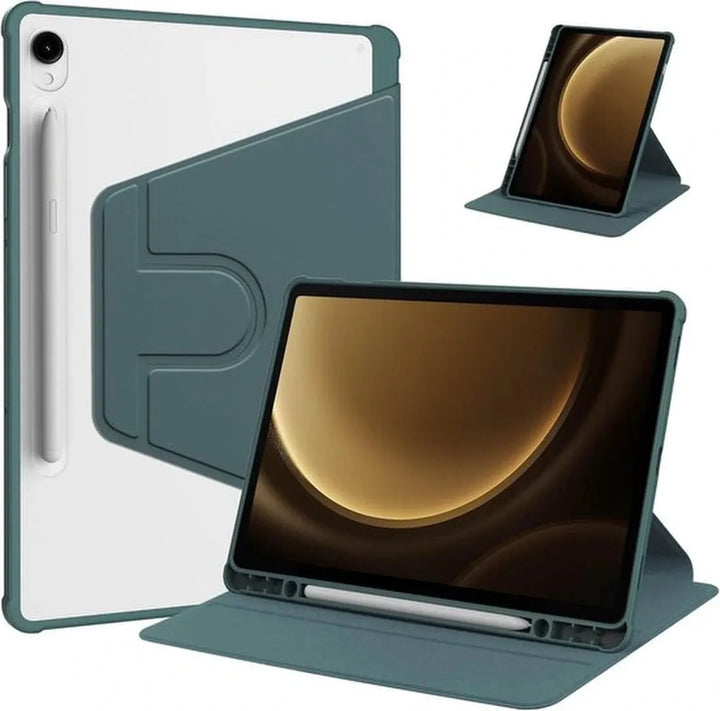 Samsung Galaxy Tab S9 FE/S9/S10 FE/S10 Lite 11 inch - Hoesjes – 360° draaibaar – Standfunctie – Potloodhouder – Donkergroen-Tablethoesjes-Ilumina Benelux