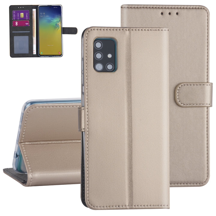 Samsung hoesje voor Galaxy A71 - Goud - Book Case - Kaarthouder (A715F)-Hoesjes-Ilumina Benelux