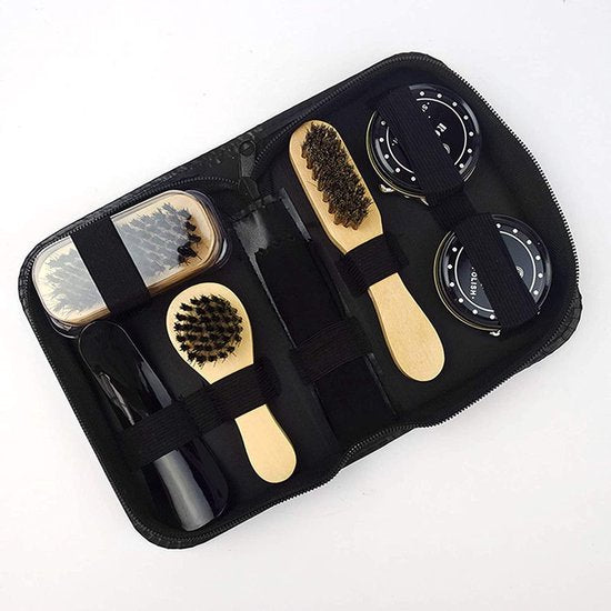 Schoenpoets set – Sneaker cleaner & schoensmeer – Reisset met borstels – Microvezeldoek & schoenlepel – 7-delig-Schoenverzorging-Ilumina Benelux