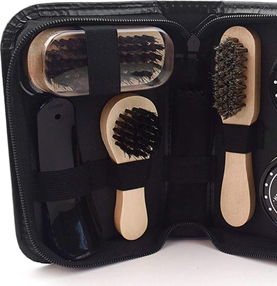 Schoenpoets set – Sneaker cleaner & schoensmeer – Reisset met borstels – Microvezeldoek & schoenlepel – 7-delig-Schoenverzorging-Ilumina Benelux
