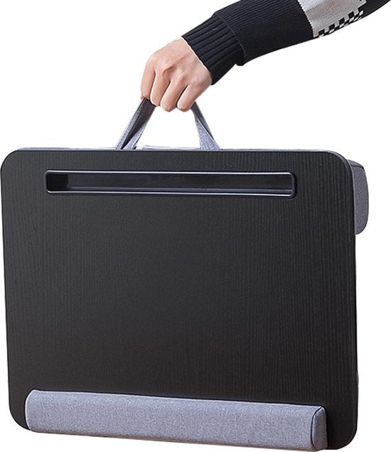 Schootkussen voor Laptop & Tablet – Schoottafel met Polssteun – Ingebouwde Standaard – 42,5 x 32 x 6 cm – Grijs-Notebookstandaard-Ilumina Benelux