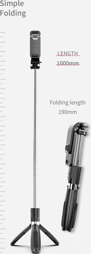 Selfie Stick – 3-in-1 Tripod Monopod – Bluetooth Afstandsbediening – Geschikt voor iPhone & Samsung – Zwart-Selfiesticks-Ilumina Benelux