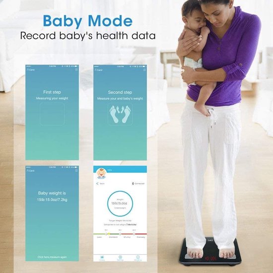 Slimme Weegschaal met Lichaamsanalyse – Bluetooth Personenweegschaal met App – 8 Lichaamswaardes – iOS & Android – 150 kg-Personenweegschaal-Ilumina Benelux