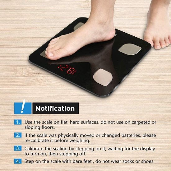 Slimme Weegschaal met Lichaamsanalyse – Bluetooth Personenweegschaal met App – 8 Lichaamswaardes – iOS & Android – 150 kg-Personenweegschaal-Ilumina Benelux