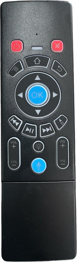Smart Remote voor Android TV – Dubbelzijdig Toetsenbord – Touchpad – 6-assig Gyroscoop – Bluetooth – Zwart-Ilumina Benelux