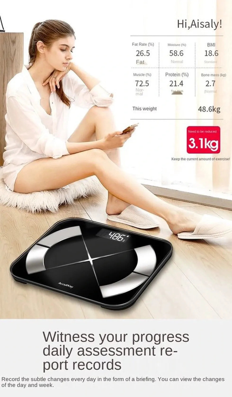 Smart weegschaal – Lichaamsanalyse & vetpercentage – 24 metingen – App compatibel – Zwart-Personenweegschaal-Ilumina Benelux