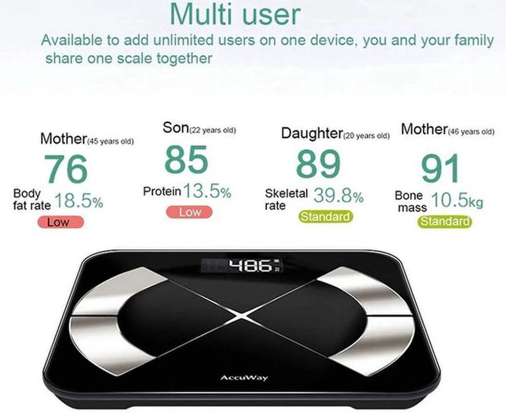 Smart weegschaal – Lichaamsanalyse & vetpercentage – 24 metingen – App compatibel – Zwart-Personenweegschaal-Ilumina Benelux