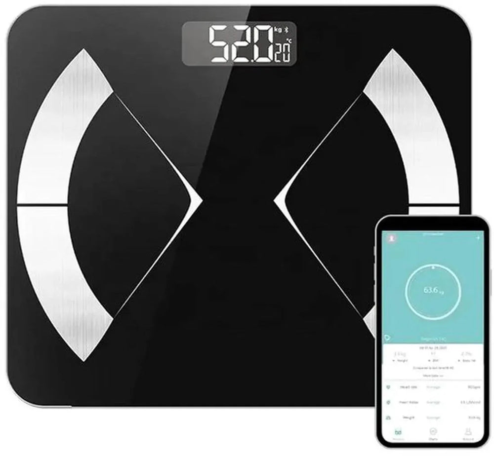 Smart weegschaal – Lichaamsanalyse & vetpercentage – 24 metingen – App compatibel – Zwart-Personenweegschaal-Ilumina Benelux