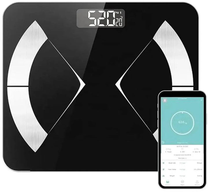 Smart weegschaal – Lichaamsanalyse & vetpercentage – 24 metingen – App compatibel – Zwart-Personenweegschaal-Ilumina Benelux