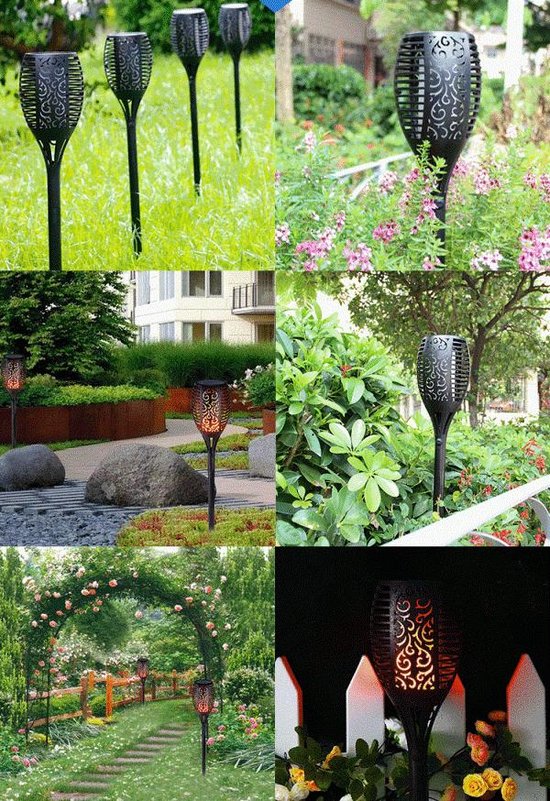 Solar tuinverlichting – 4-pack LED buitenlampen – IP65 waterdicht – Dusk-to-dawn sensor – Warm wit – Art Deco stijl-Padverlichting-Ilumina Benelux